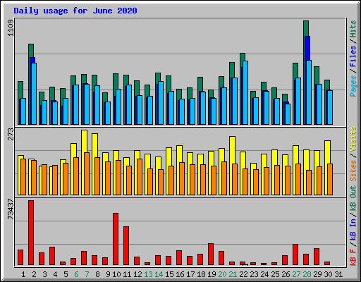Daily usage for June 2020