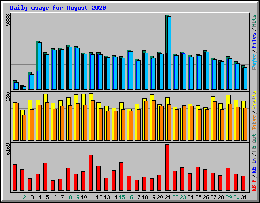 Daily usage for August 2020