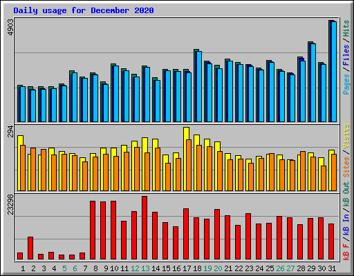 Daily usage for December 2020