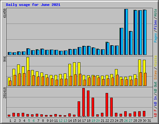 Daily usage for June 2021