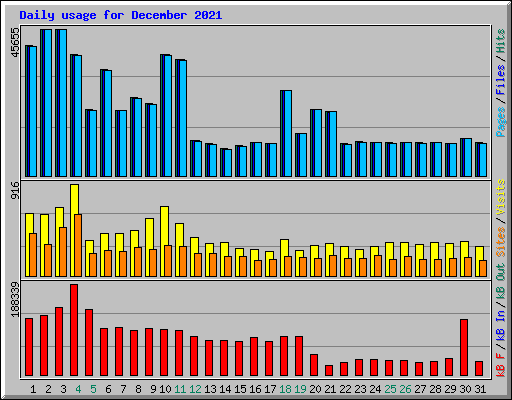 Daily usage for December 2021