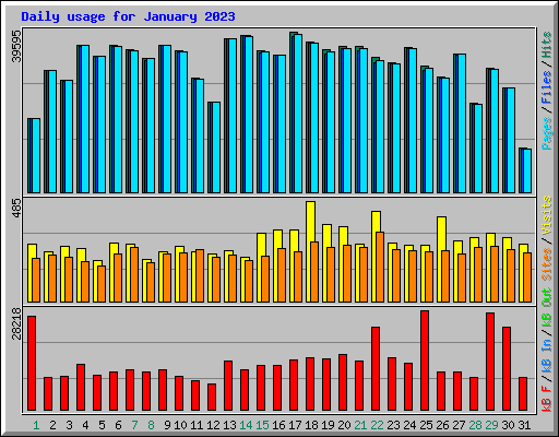 Daily usage for January 2023