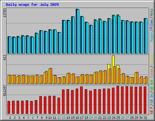 Daily usage for July 2025